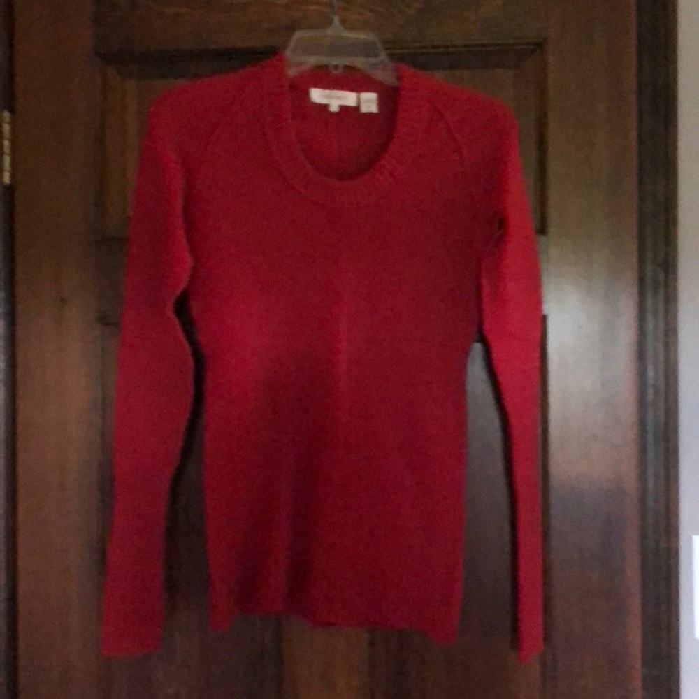 Inhabit Cashmere Vibrant Red Crew Neck Sweater